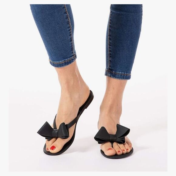 Women’s Sandal - Flip Flops - Jelly / Bow - Black - 9 - Like New - Picture 7 of 9